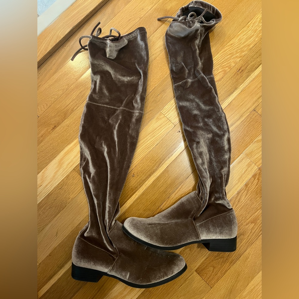 Catherine Malandrino Mauve Velvet Over-the-Knee Boots